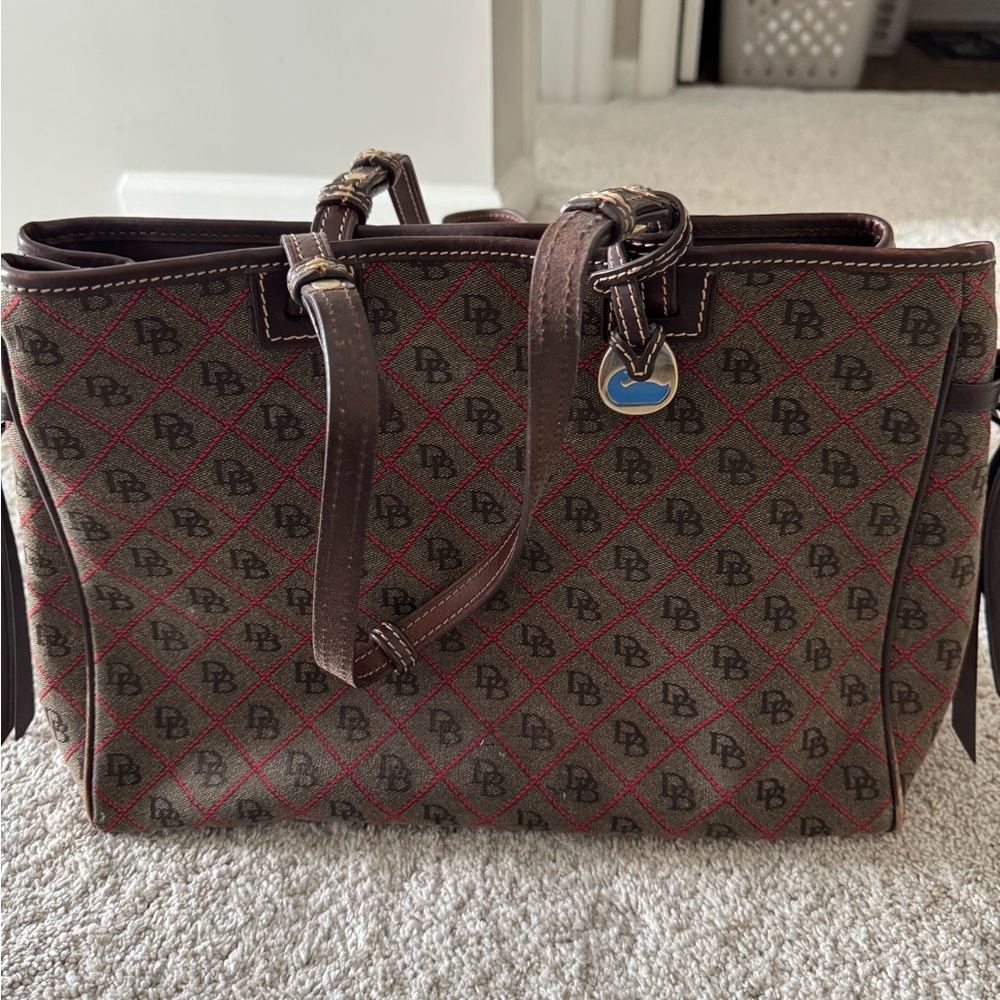 Dooney & Bourke Brown and Red Patterned Tote
